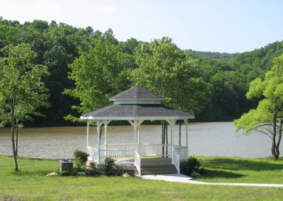 Gazebo overlooking the lake in the Villas at Lakeview neighborhood.