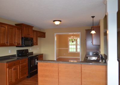 Kitchen area of a newly completed home