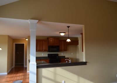 Kitchen area of a newly completed home