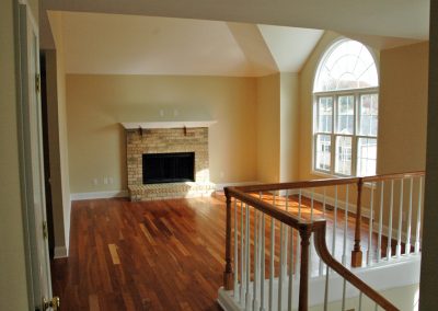 Family room and entryway of split level home